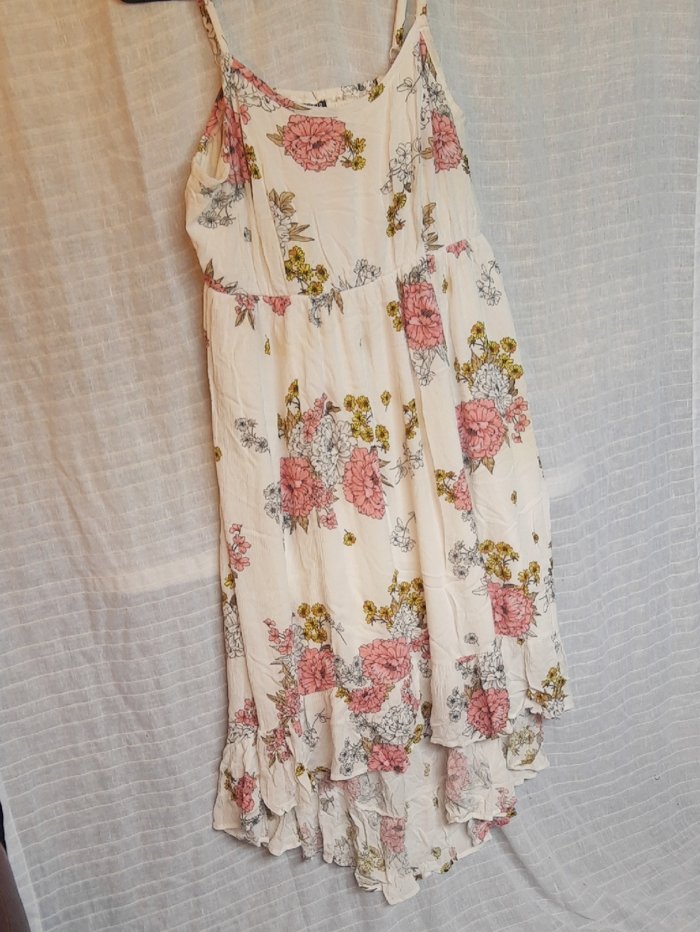 torrid White Floral High-Low Dress with Pink & Olive Accents